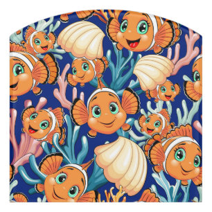 Clown fish Cartoon cute Family Underwater Door Sign