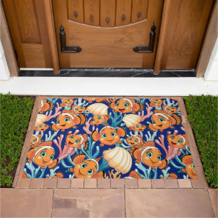 Clown fish Cartoon cute Family Underwater Doormat
