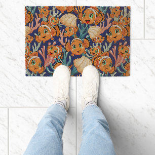Clown fish Cartoon cute Family Underwater Fiber Doormat