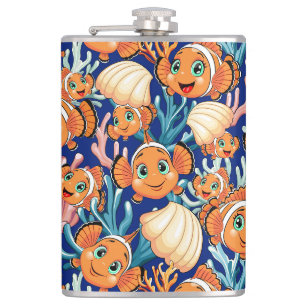 Clown fish Cartoon cute Family Underwater Flask