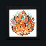 Clown fish Cartoon cute Family Underwater Gift Box<br><div class="desc">Cute and Joyful little Clownfish Cartoon Characters swimming together on underwater Coral Reef Background. Original Vector Illustration Copyright BluedarkArt.</div>
