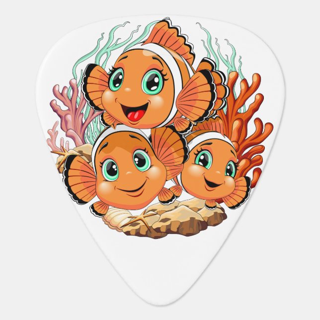 Clown fish Cartoon cute Family Underwater Guitar Pick (Front)