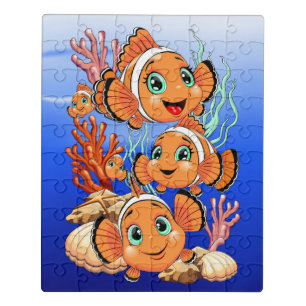Clown fish Cartoon cute Family Underwater Jigsaw Puzzle