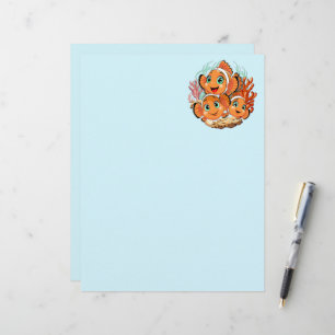 Clown fish Cartoon cute Family Underwater Letterhead