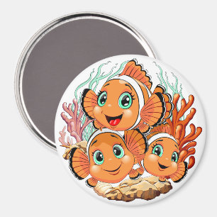 Clown fish Cartoon cute Family Underwater Magnet