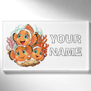 Clown fish Cartoon cute Family Underwater Name Tag