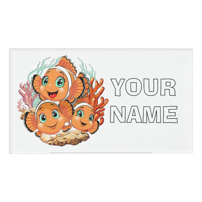 Clown fish Cartoon cute Family Underwater Name Tag (Front)