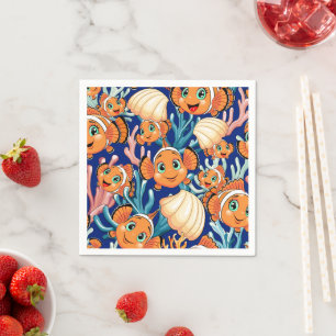 Clown fish Cartoon cute Family Underwater Napkins