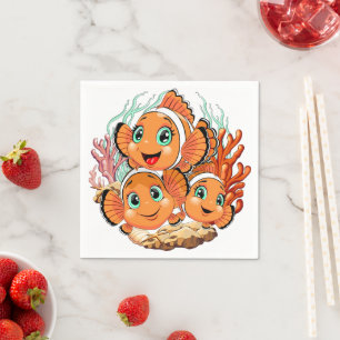 Clown fish Cartoon cute Family Underwater Napkins