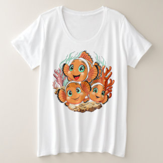 Clown fish Cartoon cute Family Underwater Plus Size T-Shirt