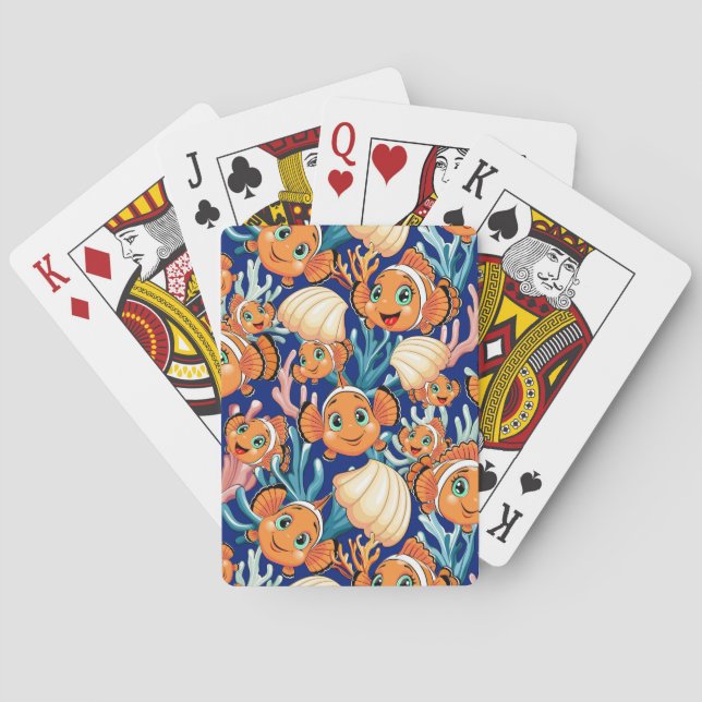 Clown fish Cartoon cute Family Underwater Poker Cards (Back)