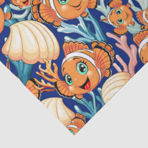 Clown fish Cartoon cute Family Underwater Tissue Paper