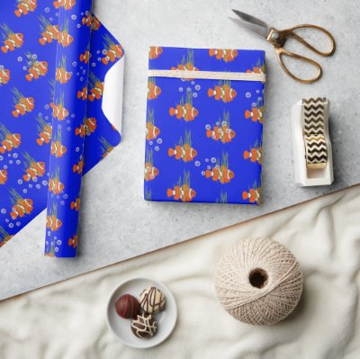 Clown Fish In Bubbles and Seaweed Wrapping Paper