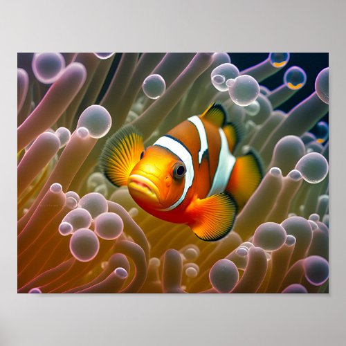 Clown fish in Sea Anemone Poster