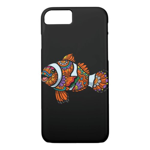 clown_fish_mandala_arts_isolated_black_white_t_shi iPhone 87 case