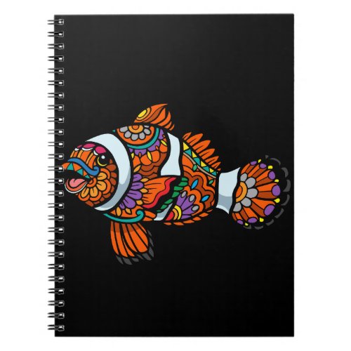 clown_fish_mandala_arts_isolated_black_white_t_shi notebook