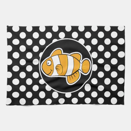 Clown fish on Black and White Polka Dots Kitchen Towel