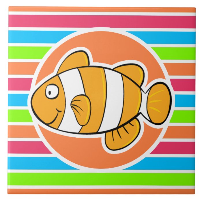 Clown Fish; Retro Neon Rainbow Ceramic Tiles
