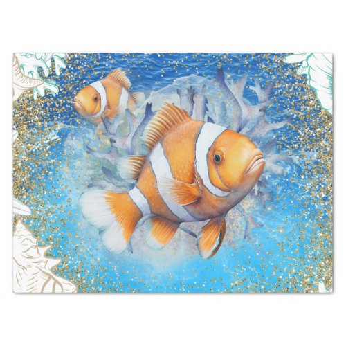 Clown Fish Shell Watercolor Tissue Paper