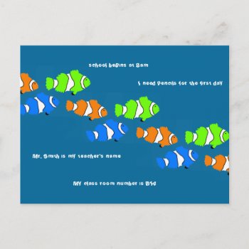 Clown Fish Student Welcome Teacher Photo Card by PartyPrep at Zazzle