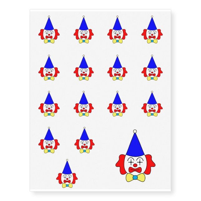 Clown - funny face. temporary tattoos (Front)