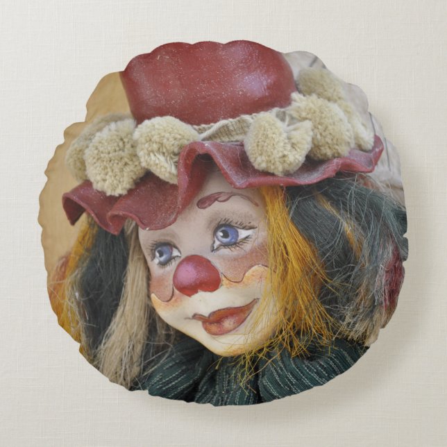 Clown - Grade A Cotton Round Throw Pillow (16") (Front)