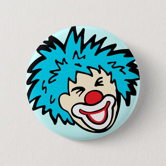 clown graphic button badge on light blue (Front)