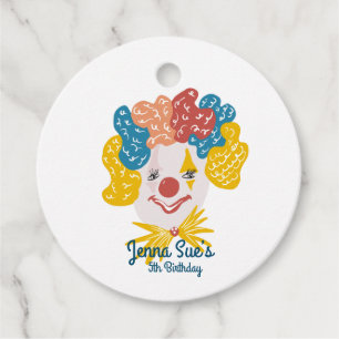 Clown Hand Drawn Carnival Birthday Colorful     Favor Tags