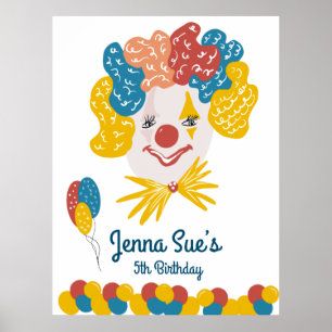 Clown Hand Drawn Carnival Birthday Colorful Poster