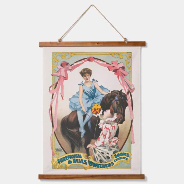 Clown Handing Flowers To A Woman On Horseback Hanging Tapestry (Front)