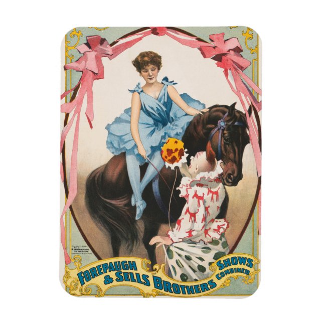 Clown Handing Flowers To A Woman On Horseback Magnet (Vertical)