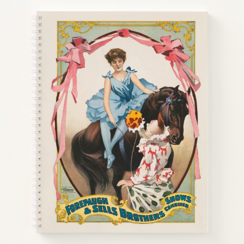 Clown Handing Flowers To A Woman On Horseback Notebook