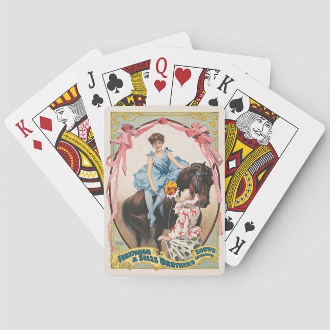 Clown Handing Flowers To A Woman On Horseback Poker Cards (Back)