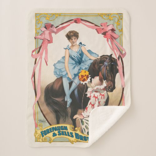 Clown Handing Flowers To A Woman On Horseback Sherpa Blanket