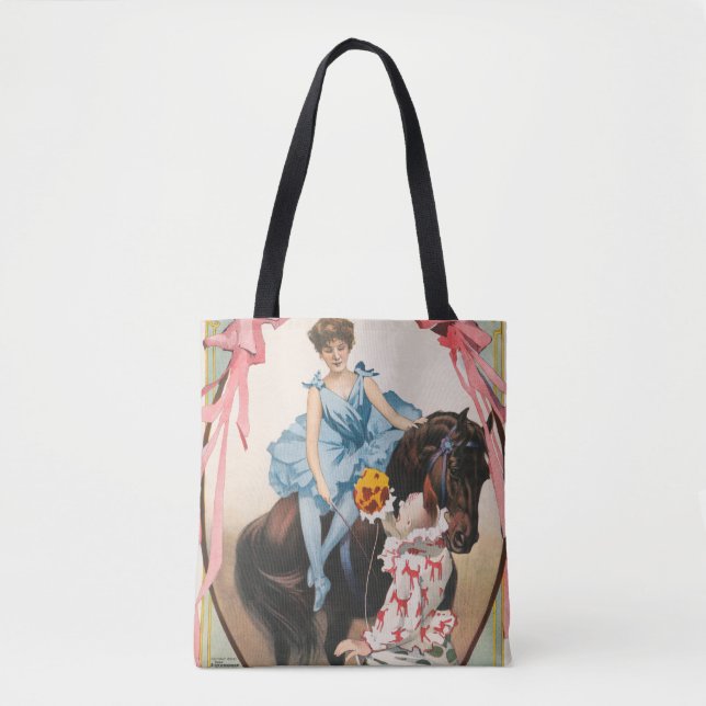 Clown Handing Flowers To A Woman On Horseback Tote Bag (Front)
