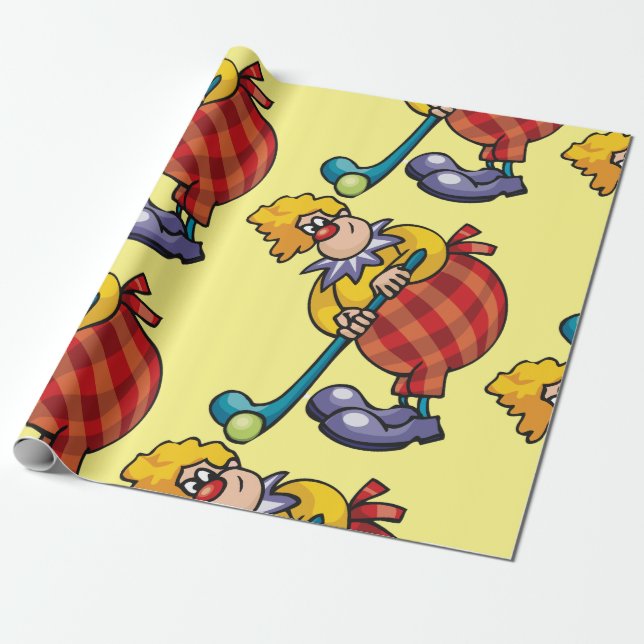 Clown Hockey Wrapping Paper (Unrolled)