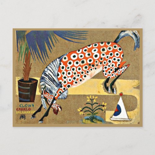 Clown Horse fine art painting Postcard