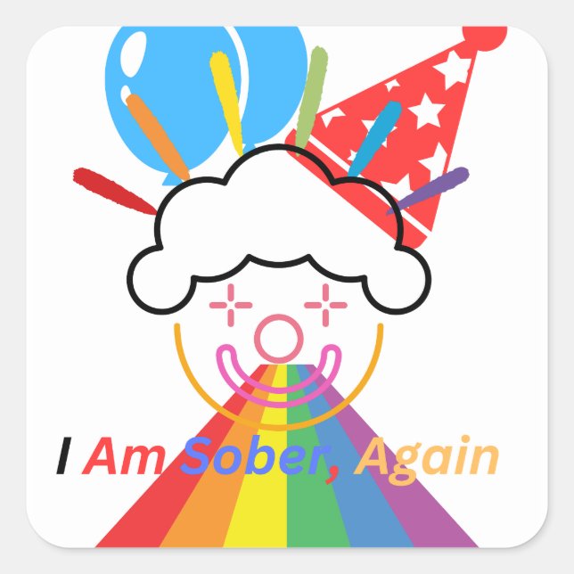 Clown : I am sober again Square Sticker (Front)