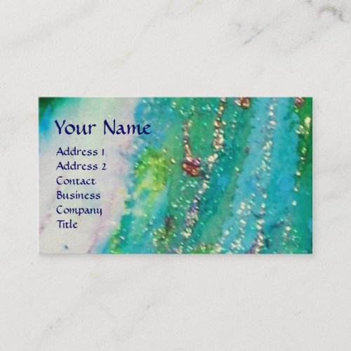 CLOWN IN BLUE  ABSTRACT TEAL GOLD SPARKLES BUSINESS CARD