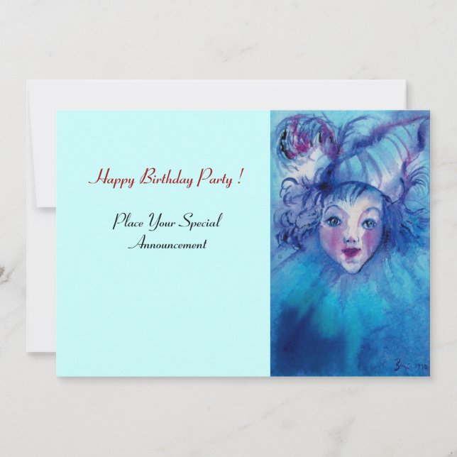 CLOWN IN BLUE INVITATION (Front)