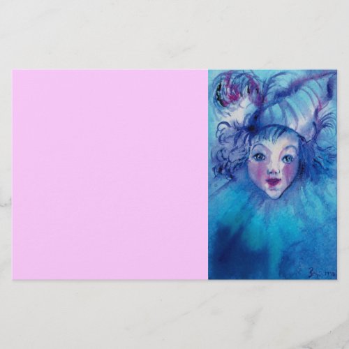CLOWN IN BLUE pink Stationery