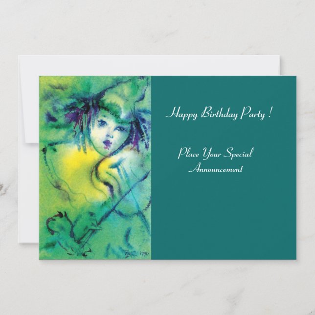 CLOWN IN GREEN INVITATION (Front)