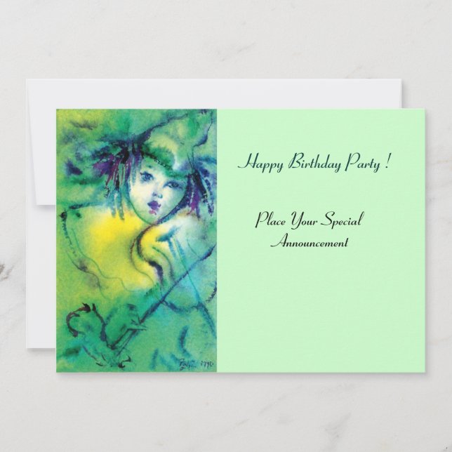 CLOWN IN GREEN INVITATION (Front)