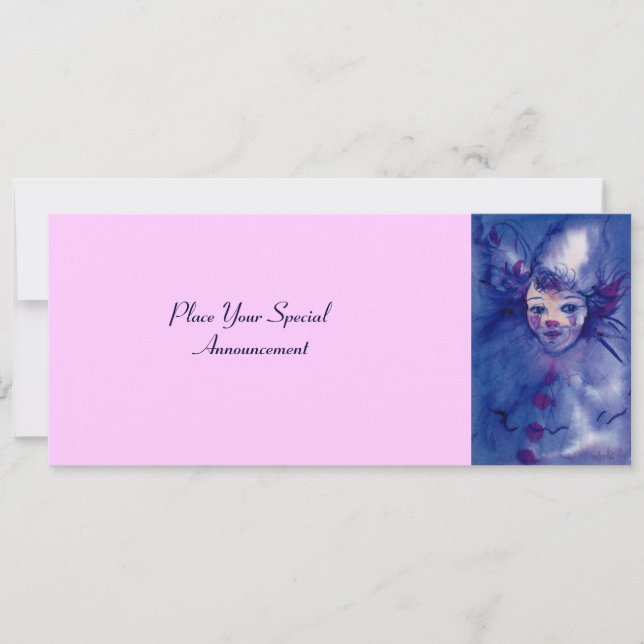 CLOWN IN PURPLE ANNOUNCEMENT (Front)