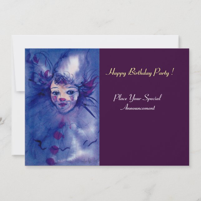 CLOWN IN PURPLE INVITATION (Front)