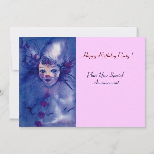 CLOWN IN PURPLE INVITATION