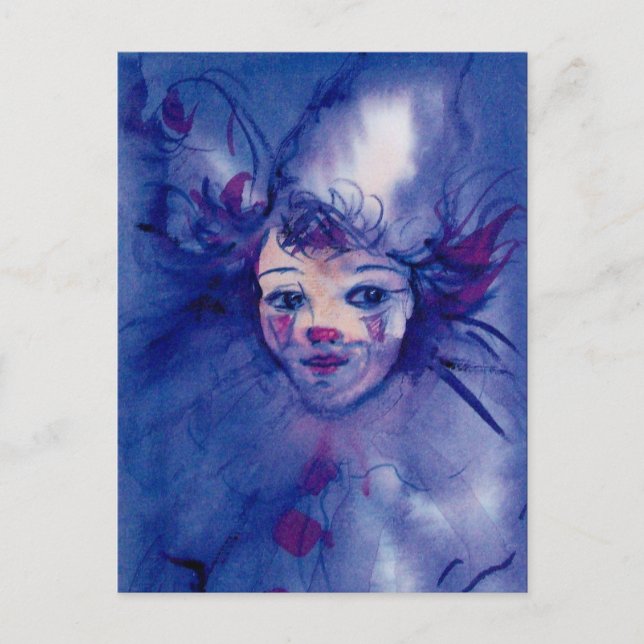 CLOWN IN PURPLE POSTCARD (Front)
