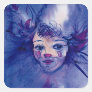 CLOWN IN PURPLE / Venetian Carnival Faces Square Sticker