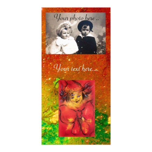 CLOWN IN RED WITH GOLD SPARKLES CARD