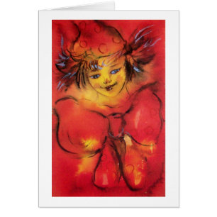 CLOWN IN RED WITH GOLD SPARKLES CARDS
